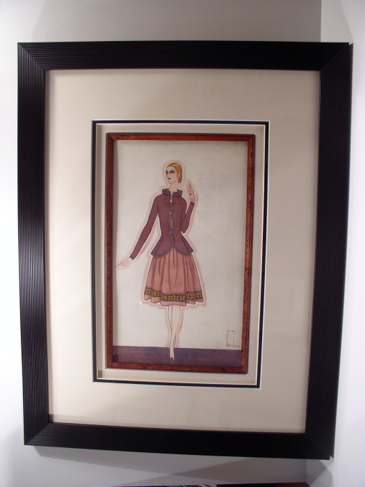 Framed Original Watercolor Fashion Drawing